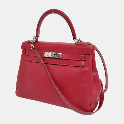 Hermes Kelly 28 Retourne Rouge Grenat Red Box Leather Gold Hardware 2010