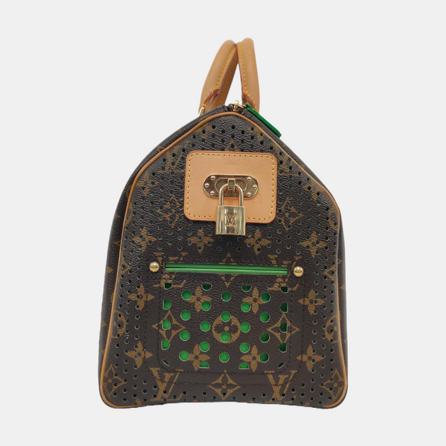 Louis Vuitton Speedy 30 Brown Perforated Monogram Green Interior