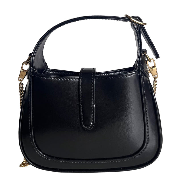 Sold Gucci Jackie 1961 Super Mini Black Leather Bag with Chain Strap