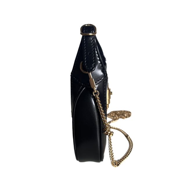 Sold Gucci Jackie 1961 Super Mini Black Leather Bag with Chain Strap