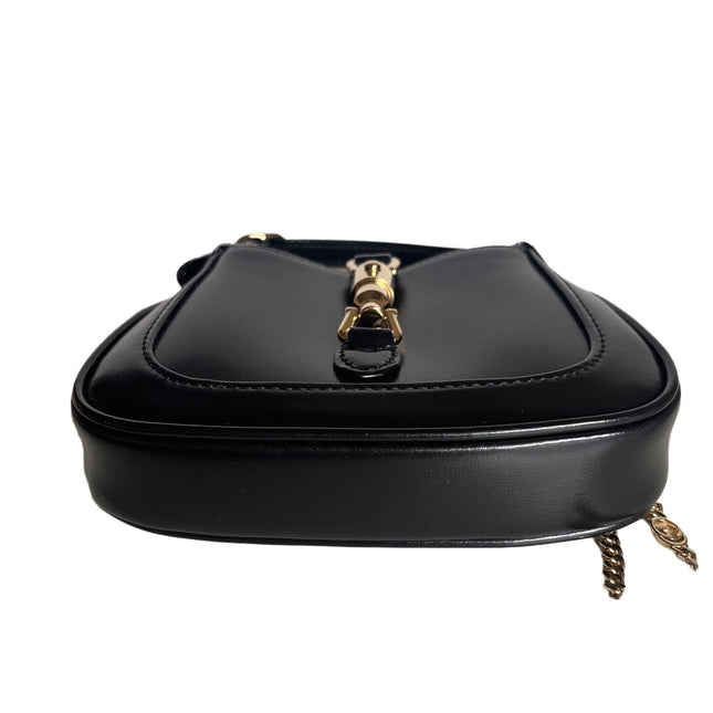 Sold Gucci Jackie 1961 Super Mini Black Leather Bag with Chain Strap
