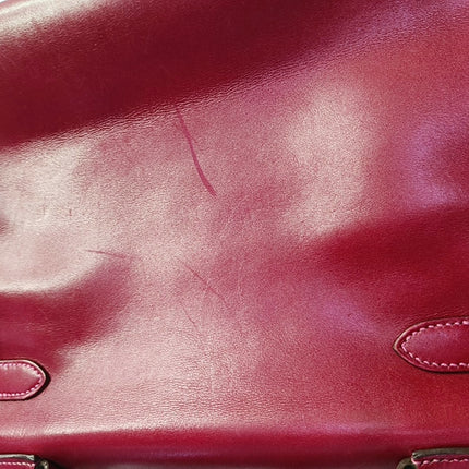 Hermes Kelly 28 Retourne Rouge Grenat Red Box Leather Gold Hardware 2010