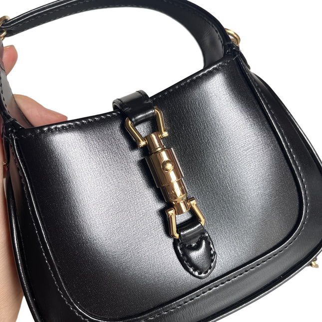 Sold Gucci Jackie 1961 Super Mini Black Leather Bag with Chain Strap