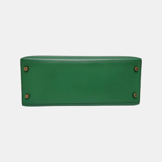 Hermes Kelly 28 Sellier Green Vert Comics Epsom Leather Gold Hardware 1991