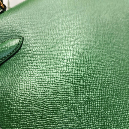 Hermes Kelly 28 Sellier Green Vert Comics Epsom Leather Gold Hardware 1991