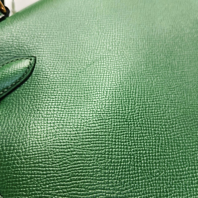 Hermes Kelly 28 Sellier Green Vert Comics Epsom Leather Gold Hardware 1991