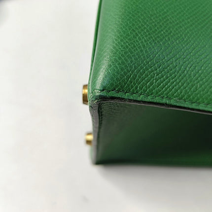 Hermes Kelly 28 Sellier Green Vert Comics Epsom Leather Gold Hardware 1991