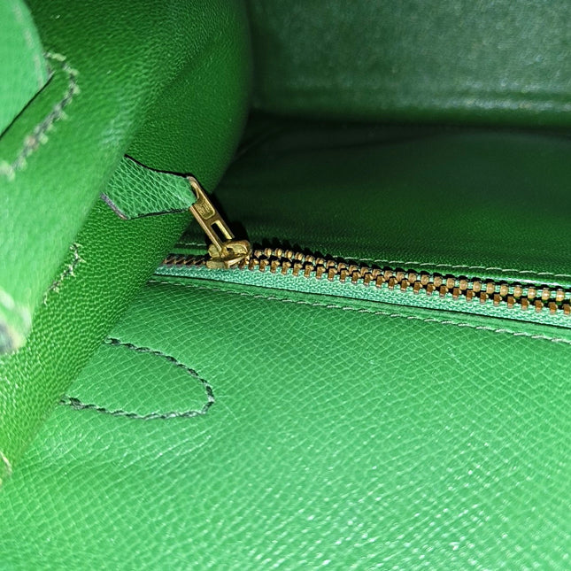 Hermes Kelly 28 Sellier Green Vert Comics Epsom Leather Gold Hardware 1991