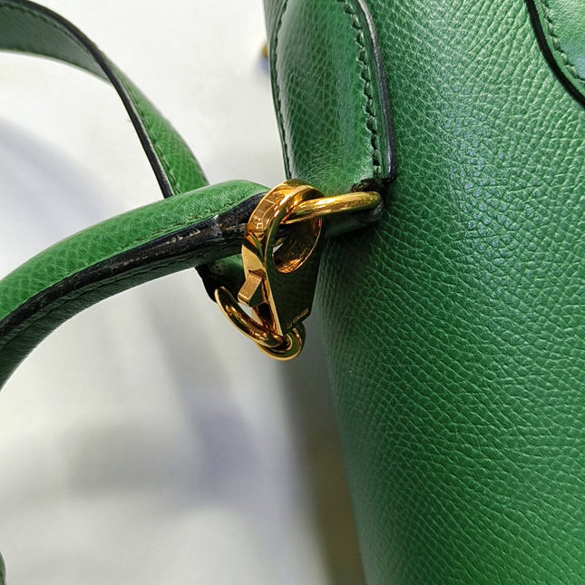 Hermes Kelly 28 Sellier Green Vert Comics Epsom Leather Gold Hardware 1991