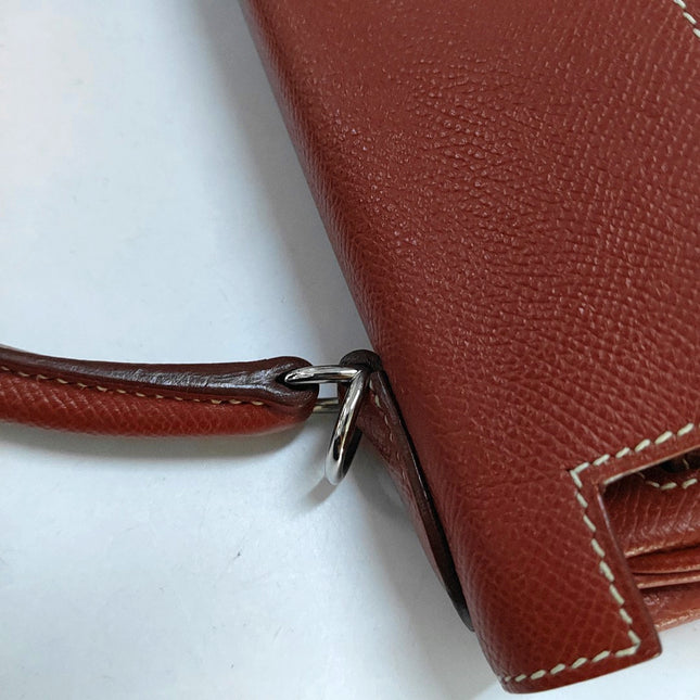 Hermes Kelly 28 Retourne 9T Capucine Orange Epsom Leather White Stitching Palladium Hardware 2011