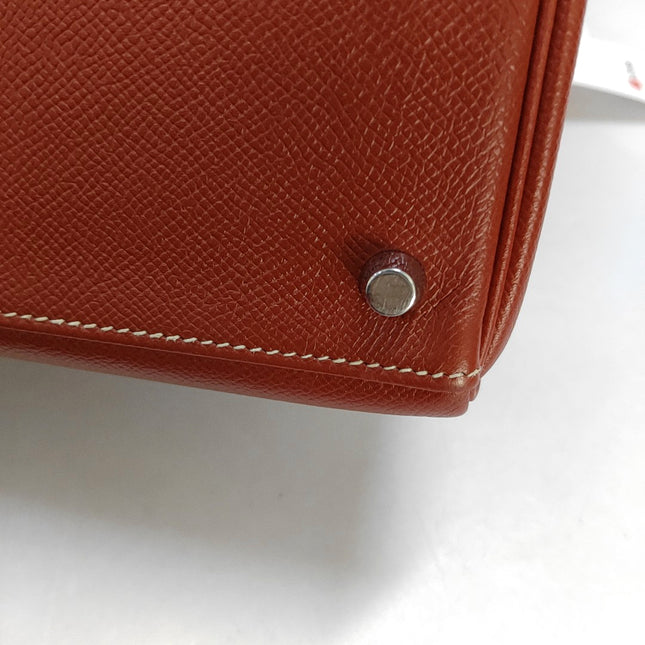 Hermes Kelly 28 Retourne 9T Capucine Orange Epsom Leather White Stitching Palladium Hardware 2011