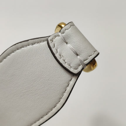 Fendi Baguette White Leather 3D FF Motif Crossbody Bag Large