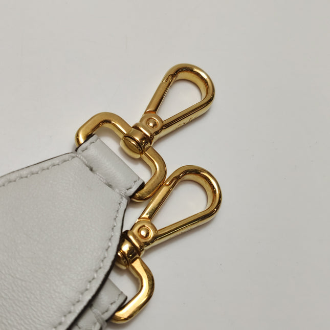 Fendi Baguette White Leather 3D FF Motif Crossbody Bag Large