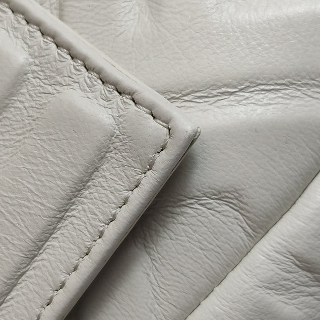 Fendi Baguette White Leather 3D FF Motif Crossbody Bag Large