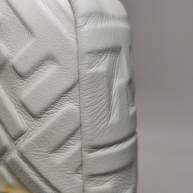 Fendi Baguette White Leather 3D FF Motif Crossbody Bag Large