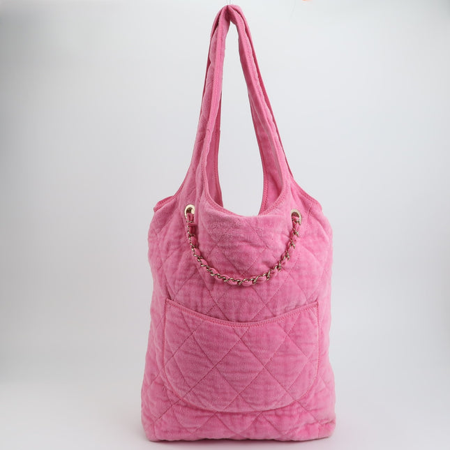 Chanel Coco Beach Quilted Hobo Pink Soft Cloth 2023
