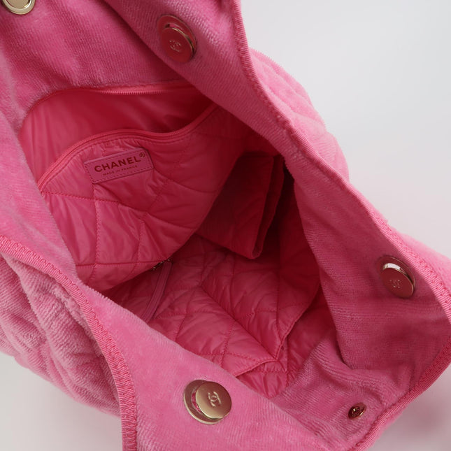 Chanel Coco Beach Quilted Hobo Pink Soft Cloth 2023