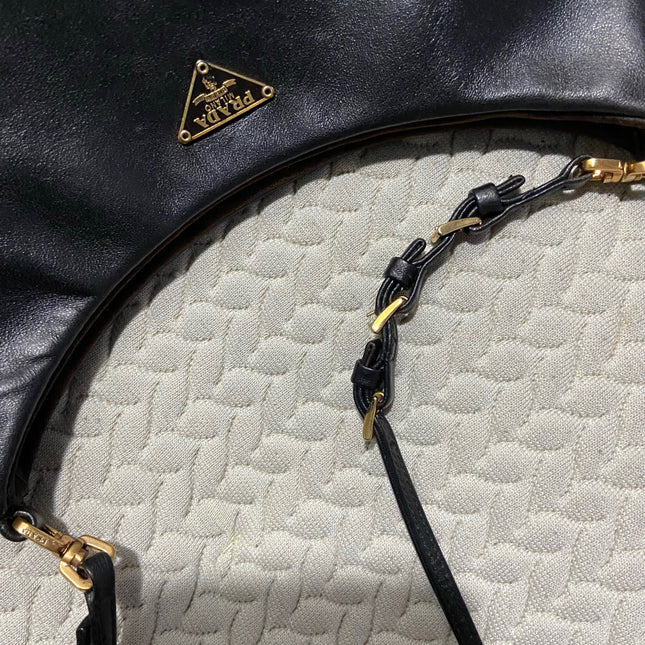 Sold Prada Cleo Vintage Black Leather Gold Hardware