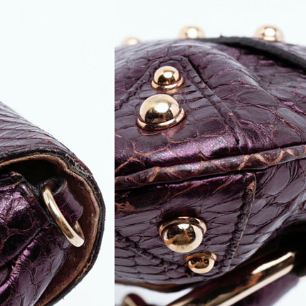 Sold Gucci Horsebit 1955 Metallic Purple Lizard Skin Shoulder Bag Large