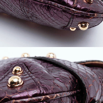 Sold Gucci Horsebit 1955 Metallic Purple Lizard Skin Shoulder Bag Large