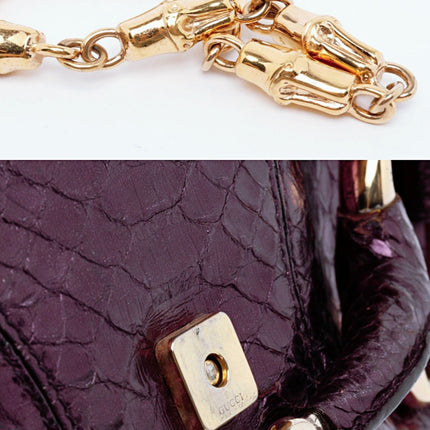 Sold Gucci Horsebit 1955 Metallic Purple Lizard Skin Shoulder Bag Large