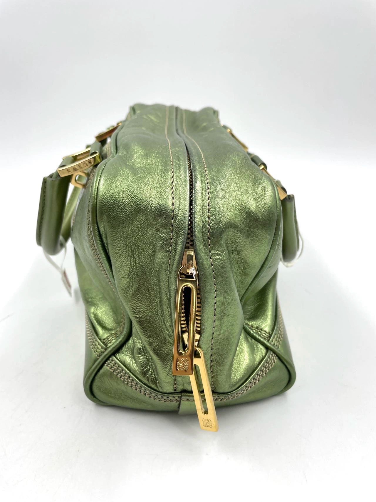 Loewe Amazona 29 Zip Around in Metallic Green Lambskin Leather