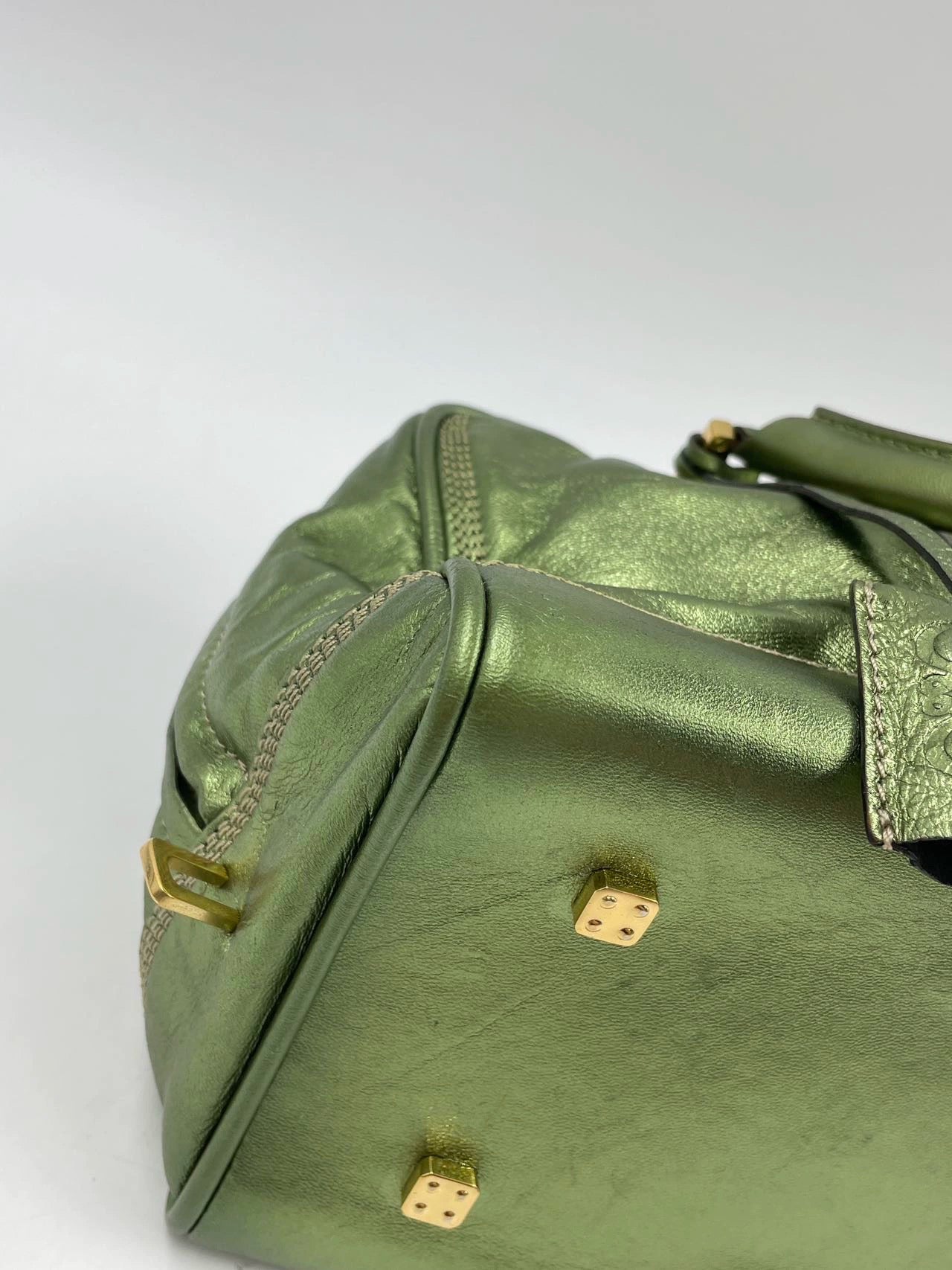 Loewe Amazona 29 Zip Around in Metallic Green Lambskin Leather