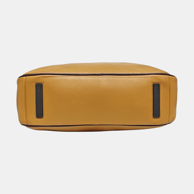 Prada bowling brown leather and suede top handle bag