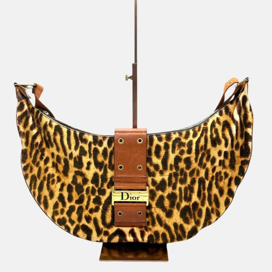 Dior Street Chic Hobo Leopard Print Pony-hair Calfskin-Luxbags