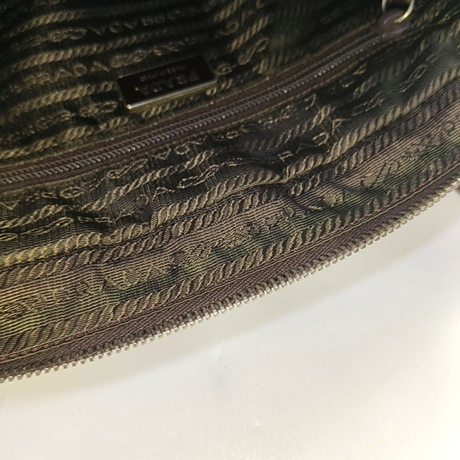 Prada bowling brown leather and suede top handle bag