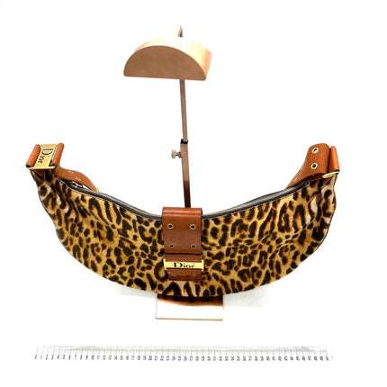 Dior Street Chic Hobo Leopard Print Pony-hair Calfskin