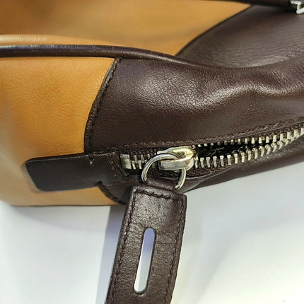Prada bowling brown leather and suede top handle bag