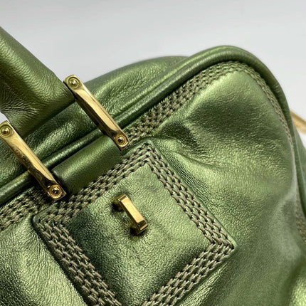 Loewe Amazona 29 Zip Around in Metallic Green Lambskin Leather