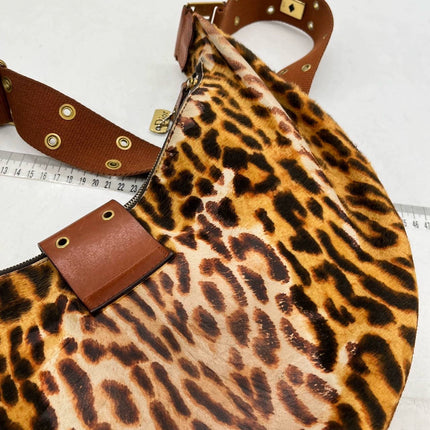 Dior Street Chic Hobo Leopard Print Pony-hair Calfskin