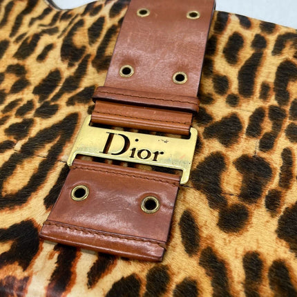 Dior Street Chic Hobo Leopard Print Pony-hair Calfskin