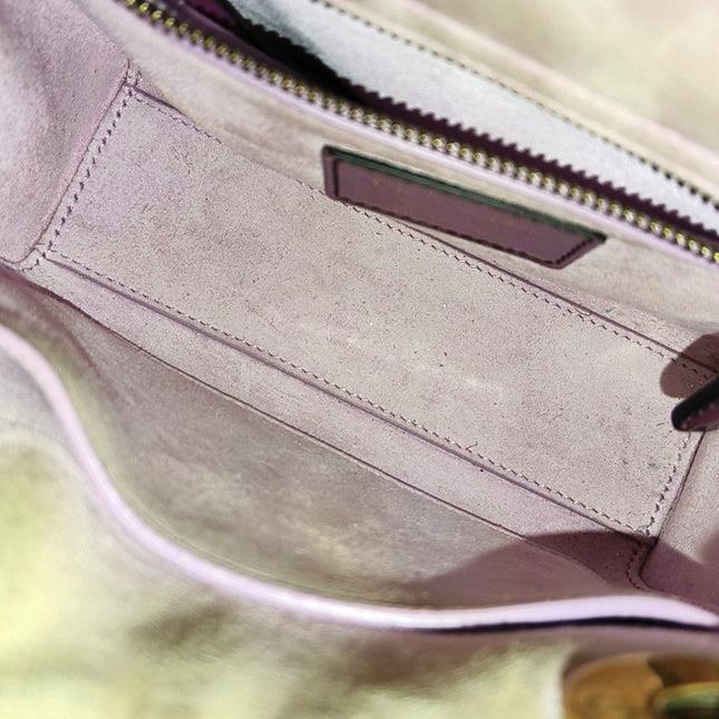 Lady Dior Mini Metallic Pink Patent Leather Gold Hardware Suede Interior 2018