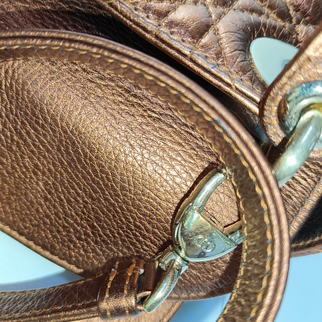 Lady Dior Mini Metallic Brick Red Calfskin Leather Gold Hardware Leather Strap 2017