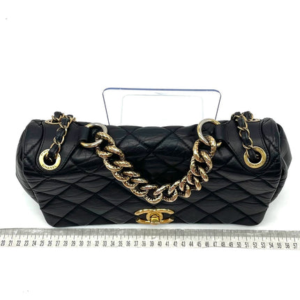 Chanel Paris Bombay Pondicherry Flap Bag Quilted Medium Black Gold Hardware