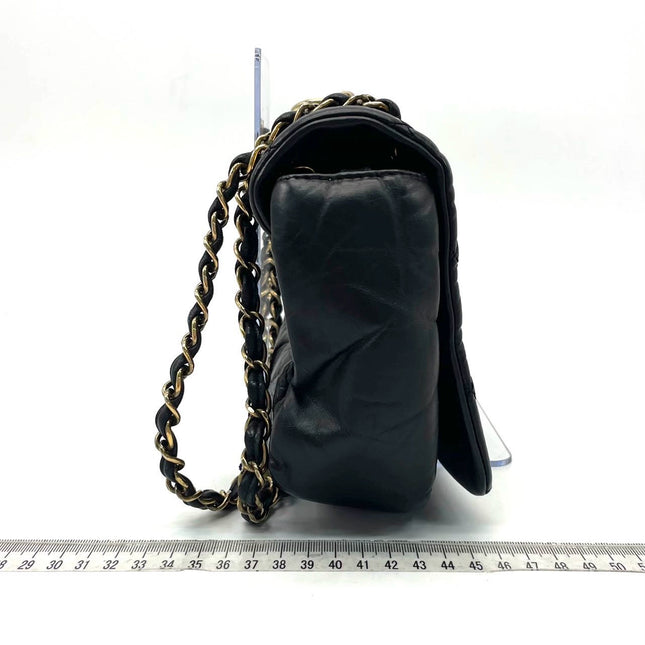 Chanel Paris Bombay Pondicherry Flap Bag Quilted Medium Black Gold Hardware