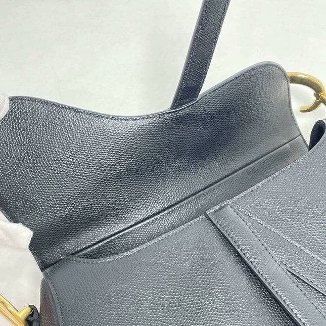 Sold Dior Saddle Black Medium Grained Leather Handbag with Gold Hardware
