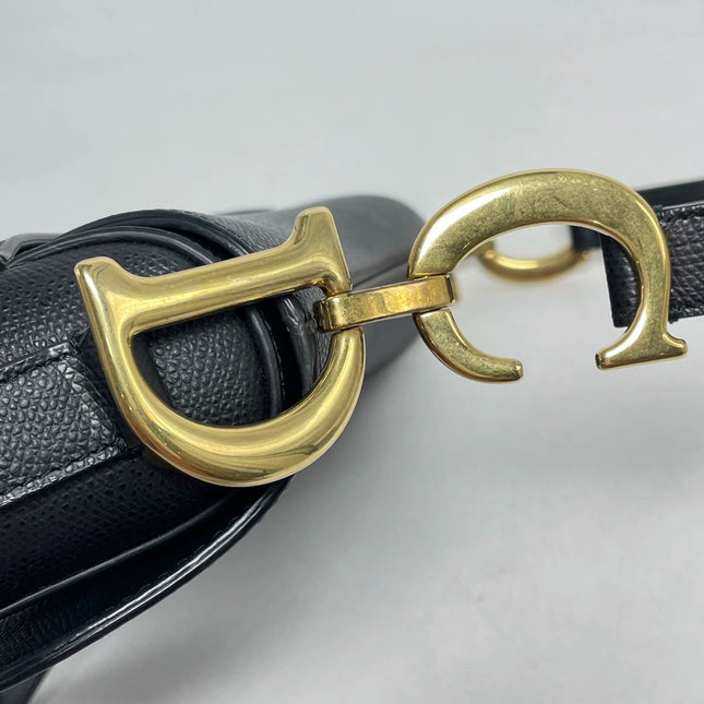 Sold Dior Saddle Black Medium Grained Leather Handbag with Gold Hardware