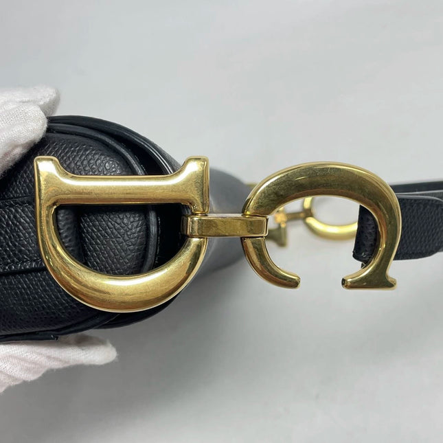 Sold Dior Saddle Black Medium Grained Leather Handbag with Gold Hardware