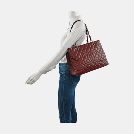 Chanel GST Grand Shopping Tote Burgundy Caviar Leather GM Silver Hardware