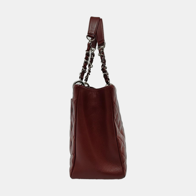 Chanel GST Grand Shopping Tote Burgundy Caviar Leather GM Silver Hardware