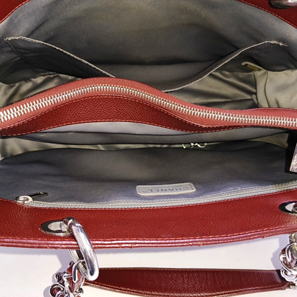 Chanel GST Grand Shopping Tote Burgundy Caviar Leather GM Silver Hardware