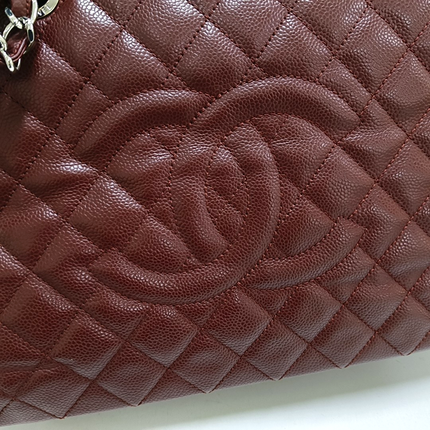 Chanel GST Grand Shopping Tote Burgundy Caviar Leather GM Silver Hardware