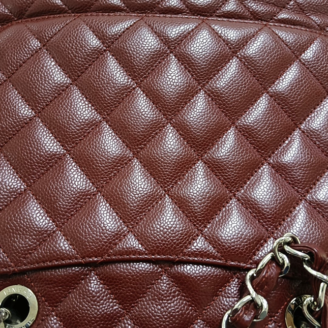 Chanel GST Grand Shopping Tote Burgundy Caviar Leather GM Silver Hardware