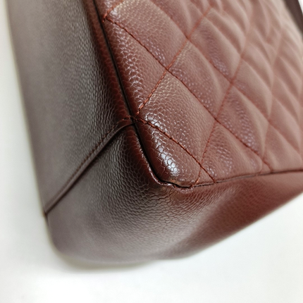 Chanel GST Grand Shopping Tote Burgundy Caviar Leather GM Silver Hardware