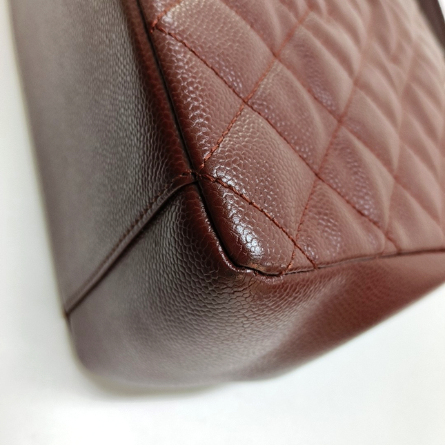 Chanel GST Grand Shopping Tote Burgundy Caviar Leather GM Silver Hardware
