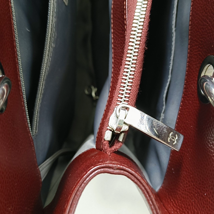 Chanel GST Grand Shopping Tote Burgundy Caviar Leather GM Silver Hardware